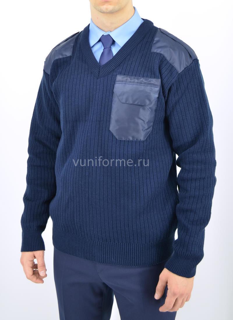 Джемпер форменный синий, V-ворот