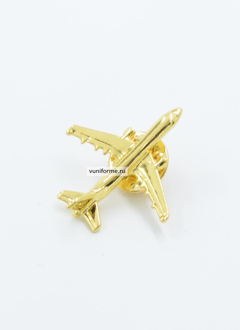 Значок самолет Airbus А320 мет. зол. цв. (28 х 26 мм)