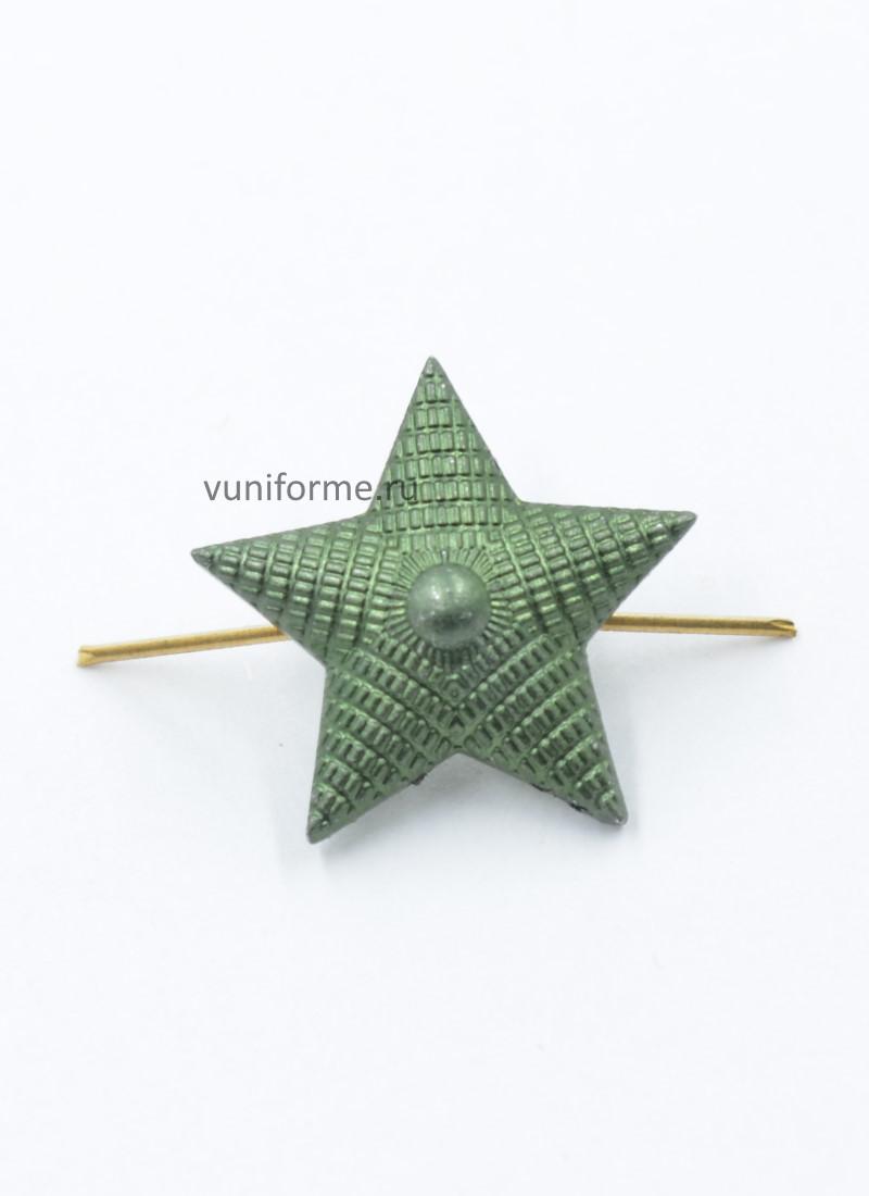 Звезда на погон рифлёная защитного цвета, 20 мм.